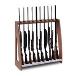 Heavy Duty 9 slots Floor-Standing Gun Stand Wooden Standalone Rifle Stand UK