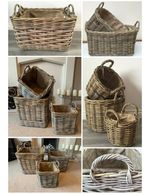 Rattan Log / Storage / Kindling Baskets, Excellent Quality, Hessian Lined