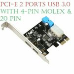 PCI-E 2 Ports USB 3.0 with 4 Pin molex & 19-Pin 20 Pin PCI Express Card Adapter