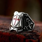 Knights Templar Red Cross Ring Men Stainless Steel Biker Crusader Gothic Gift