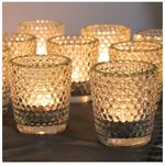 12Pcs Clear Tealight Holders Glass with Gold Rim, Glass Tea Light...