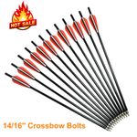 14"-16" Fiberglass Arrow Crossbow Bolts Flat Nock Targeting Hunting Practise 12X