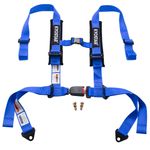 Blue 2'' 4 Point Racing Nylon Safety Harness Adjustable Seat Belt Shoulder Pads