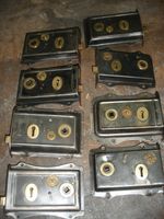 Reclaimed steel rim lock with brass badge, fully refurbished