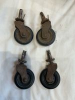 4 x Antique Swivel Castors Bakelite Wheels Socket Fitting Victorian Edwardian