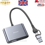 USB 3.0 to HDMI & VGA Video Adapter Converter Dual Display for PC Laptop