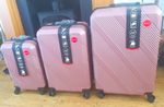 Neudorf 3 Piece Hard Shell Luggage Set Pink Rose Gold 20" 24" 28" Spinner Suit
