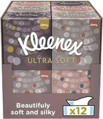 Kleenex Ultra Soft Facial Tissues Pack of 12 Cube Boxes - 672 Total Tissues