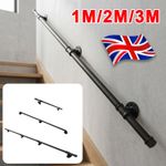 100cm-300cm Handrail Stair Rail Grab Balustrade Metal Staircase Banister Bar~UK