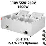 2/4/6 Pots Commercial Food 30-100℃ Warmer For Food Court Buffet Server Warmer