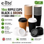 16oz Ripple Disposable Coffee Cups with Rpet Lids –Paper Takeaway Hot Cold Drink