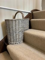 Driftwood-wash Wicker Willow Stair Basket with No Liner Home Stairs Storage Tidy