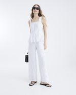 River Island Womens Jumpsuit White Stripe Peplum Striped Square Neck Outfit