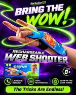 Spider Web Shooter, Man Boy Toy Re-Coiling Glow in Dark Strings USB Rechargeable