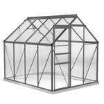 Polycarbonate Garden Greenhouse Large Walk-In Sliding Door Dark Outdoor Grey