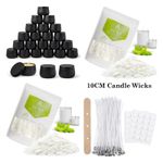 Candle Making Kit 24 Black Tins 4oz 2kg Soy Wax Flakes 10cm Pre Waxed Wicks