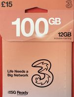 £15 for 100gb three uk UK Pay As You Go  SIM Card 3g uk . only 1 sim each buyers