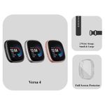 Fitbit Versa 4 Bundle - x2 Wrist Straps, Full Screen Protector - Refurb 