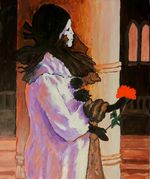 original  painting, pierrot, venice carnival