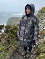 Hazy Blue Hooded Dry Changing Robe Long Coat Waterproof Surfing Swim Beach Camo