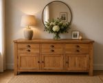 Solid Oak sideboard restored really heavy 2” thick top 