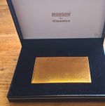 Ronson Classics Gold Tone Portable Metal Pocket card holder with Box