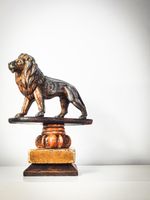 19th Century Cast Metal Lion Finial on Neoclassical Soapstone Pedestal