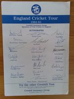 England Ashes Tour 1982-83 Autographed Team Sheet Inc. Botham, Gower, Willis