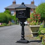 Freestanding Black Cast Aluminium Post Box with Lock