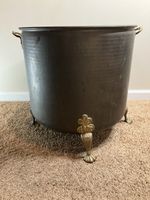 Large Vintage Footed Brass Fireside Coal Bin Log Box Bin Coal Scuttle Purdonium