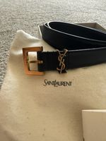 Yves Saint Laurent Women's Belt Cassandre Black Leather Size 85