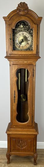Grandfather Clock Vintage French Louis Style Oak Decorative Clock LOT 4984