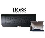 HUGO BOSS Hard EYEGLASSES SUNGLASSES CASE Black Leather Look Magnetic ClosureNEW
