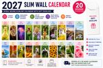 2027 Slim Wall Calendar Planner Spiral Bound Slimline Gift Envelope 20 Designs