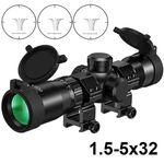 1.5-5x32 Crossbow Ballistic Reticle Illuminated Red Green Optic Rifle Scope