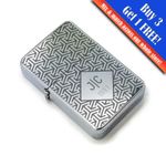 Personalised polished steel lighter with Box Illusion pattern, gift box