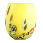 Murano Glass Drinking Tumbler Yellow Handmade Millefiori Venice Italy