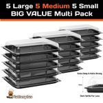 Platterplus Catering Platter Trays & Lids, Parties - 5 Small, 5 Medium & 5 Large