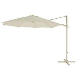 GoodHome Mallorca 3m Parasol - Cream Overhanging Cantilever Umbrella