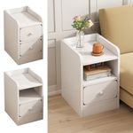 1/2 Drawer Wooden Bedroom Bedside Cabinet Shelf Nightstand Side Table Unit White