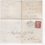1857 QV FINE 1d PENNY RED STAMP PAISLEY EXPERIMENTAL ON PAROCHIAL BOARD LETTER