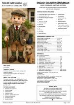 English Country Man Flat Cap with Terrier Dog DK Knitting Pattern Only 20cm