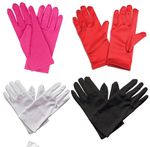 Ladies Womens Short Satin Style Gloves Red Party Wedding Fancy Dress Costume UK