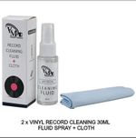 Vinyl Record Cleaning Fluid 30ml Spray + Microcloth Antistatic Qty x2 (60ml)