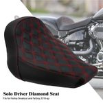 Black Front Driver Solo Seat w/ Red Stitching For Harley Fat Boy Breakout 18-23