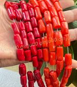 Big 15-18mm Natural Red Cylinder Coral Gemstone Smooth Loose Beads 15'' Strand