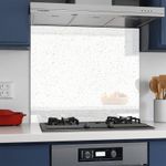 BELOFAY White Sparkle Toughened Glass Heat Resistant  Splashback for Kitchen