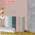 17M Thicken Self-Adhesive Thermal Insulation Linen Wallpaper Plain Wall Sticker