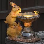 Garden Ornament Solar Rabbit Bird Bath Figurine - Garden Statue Sculpture