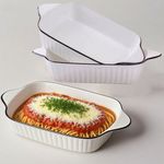 3PCS Ceramic Baking Serving Dish Rectangular Bakeware with Handles for Oven UK